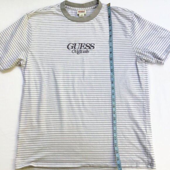 2 Guess Originals T Shirts Mens M White Gray Black Striped Retro Embroidered S/S - Picture 11 of 12